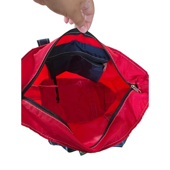 L.L. Bean NYLON Boat Tote Bag Medium Zipper Red Blue Stripe NWT 283728 - Picture 8 of 8